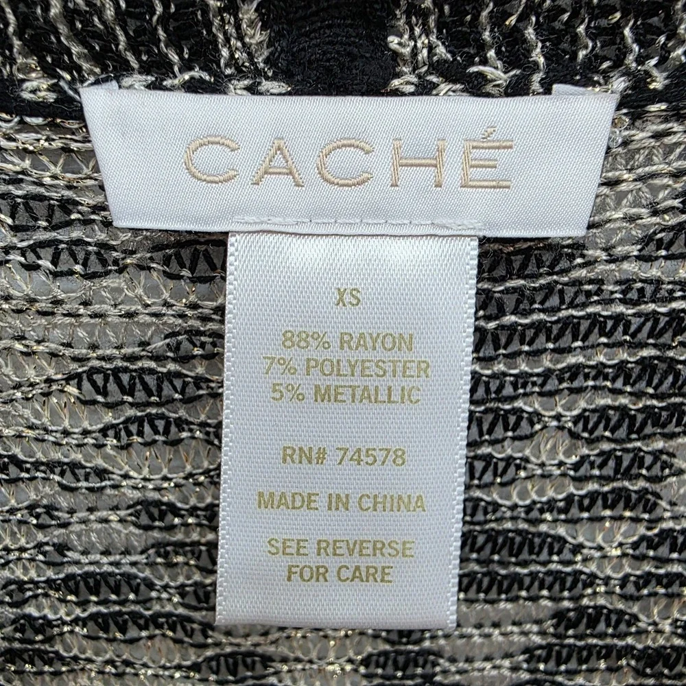 Cache Metallic Animal Print Cardigan Womens XS Dressy Open‎ Front Evening Layer